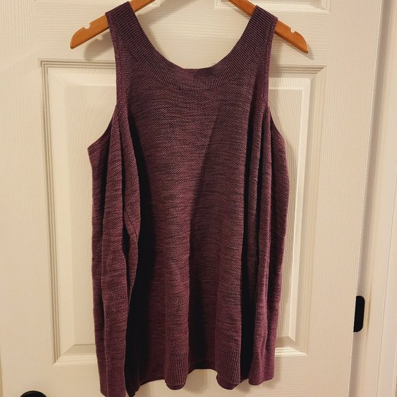 Express Cold Shoulder Lace Up Purple Reversible Sweater Size S - Picture 8 of 11